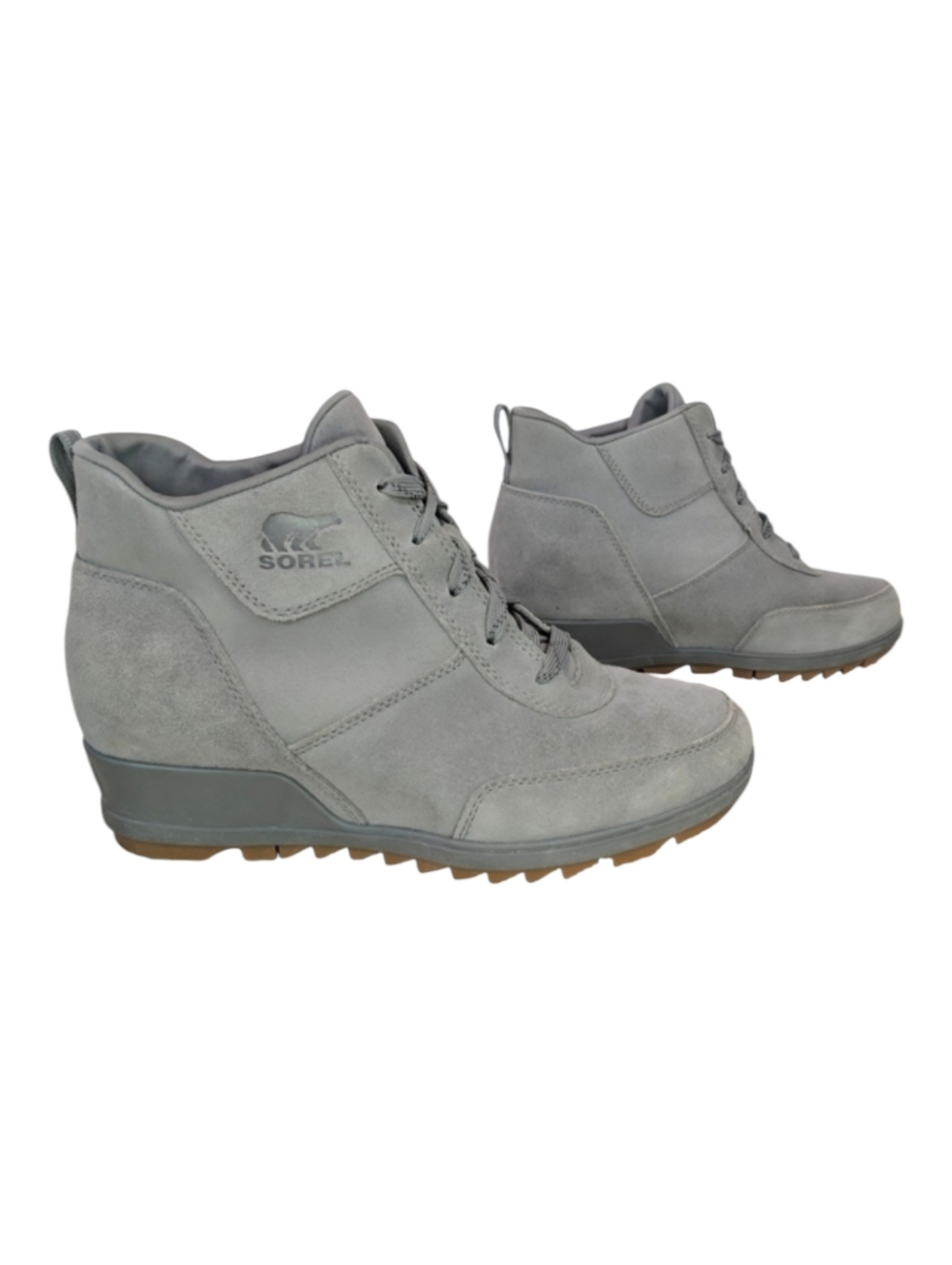 Sorel Evie Sport Lace Wedge Ankle Booty Grey Gray Waterproof Size 9